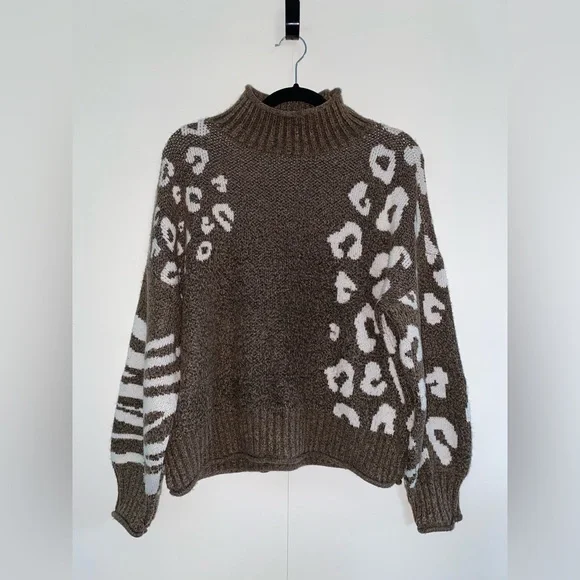 Cute & Unique Pattered Brown & Cream Nine West Turtleneck size Women’s XL - Picture 1 of 7